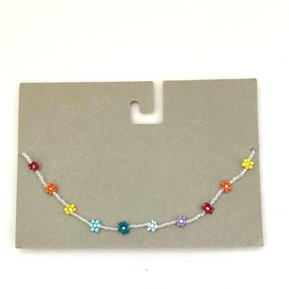 URBAN OUTFITTERS Flower Beaded Necklace Dainty Choker Multicolored NWT - Picture 14 of 15